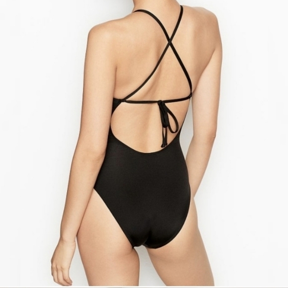BCCG Maxazria Sheer Stripe Low Back One Piece Swimsuit - Picture 2 of 12